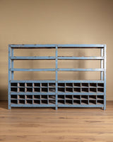 19th Century 10ft Blue Painted American General Store Cabinet / Shelving Unit - Lone Fox