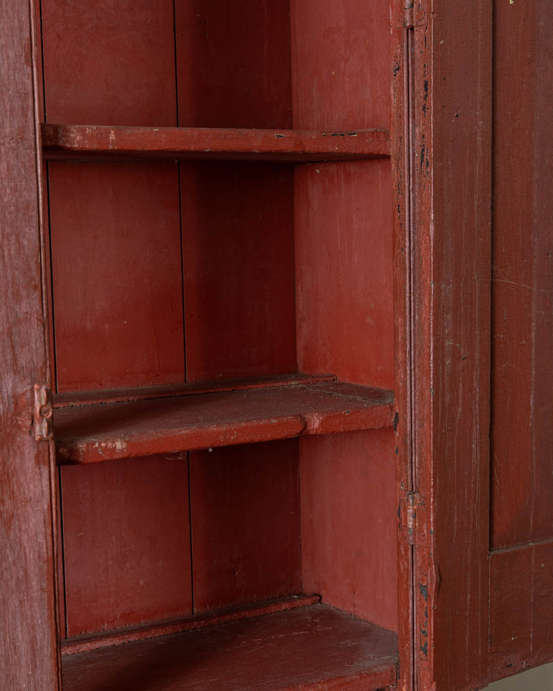 19th Century American Red Stepback Cupboard - Lone Fox