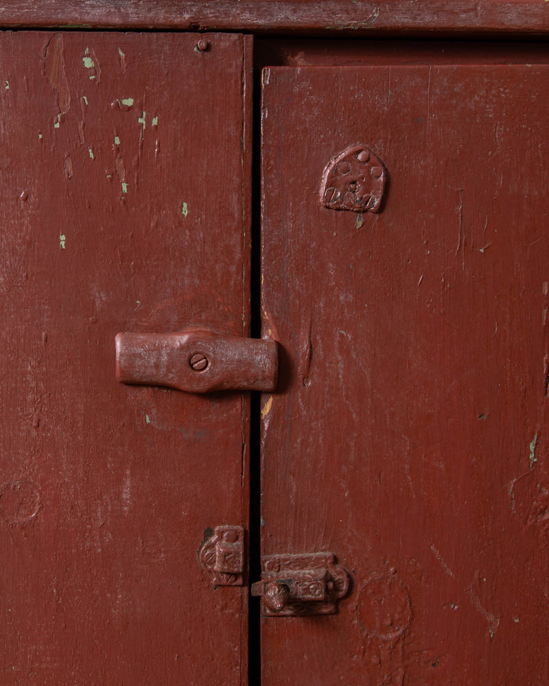 19th Century American Red Stepback Cupboard - Lone Fox