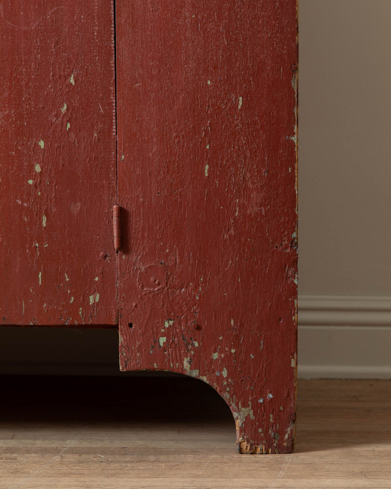 19th Century American Red Stepback Cupboard - Lone Fox