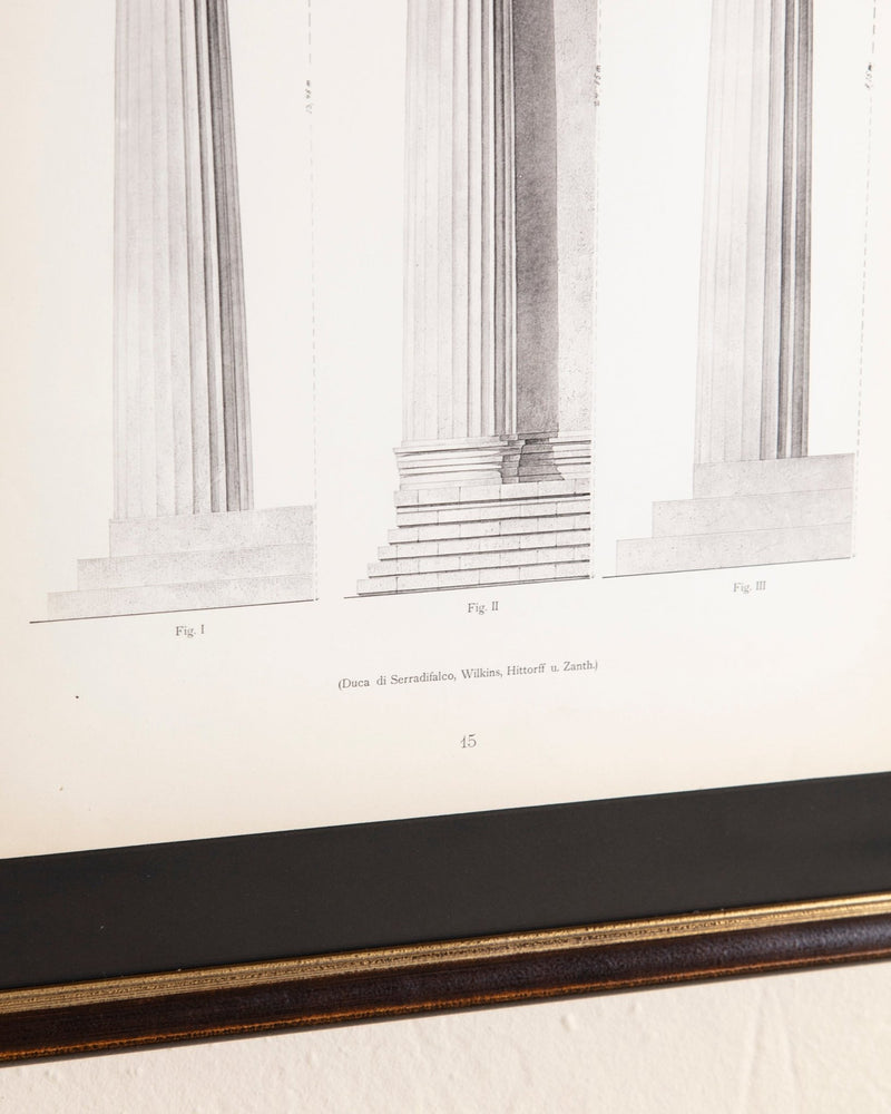 19th - century architectural lithograph 1 in Dark Wood & Gilt Frame - Lone Fox