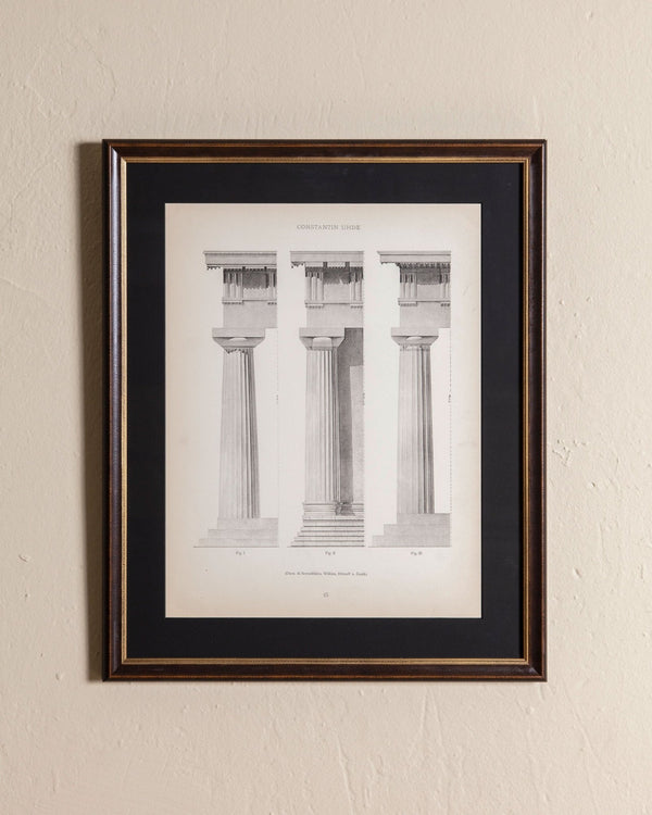 19th - century architectural lithograph 1 in Dark Wood & Gilt Frame - Lone Fox