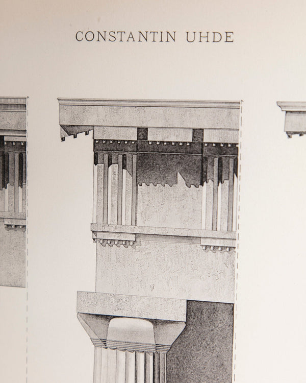 19th - century architectural lithograph 1 in Dark Wood & Gilt Frame - Lone Fox