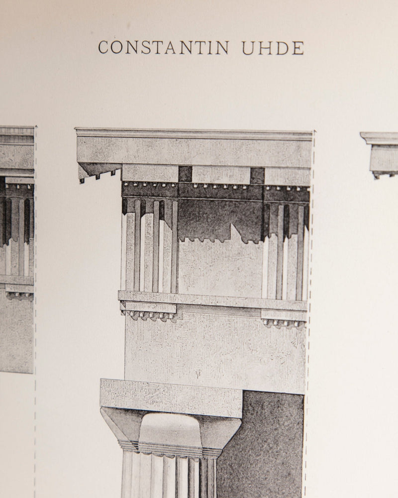 19th - century architectural lithograph 1 in Dark Wood & Gilt Frame - Lone Fox