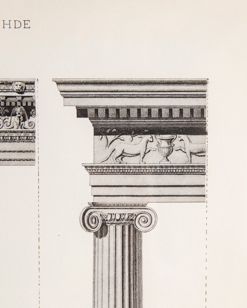 19th - century architectural lithograph 2 in Dark Wood & Gilt Frame - Lone Fox