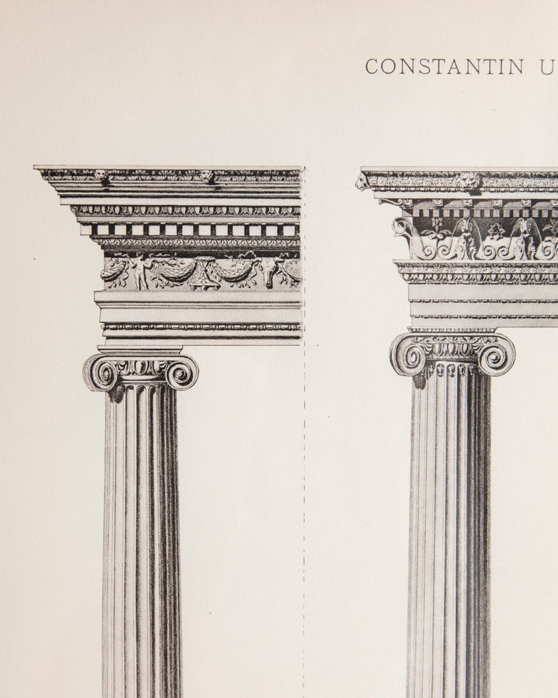 19th - century architectural lithograph 2 in Dark Wood & Gilt Frame - Lone Fox