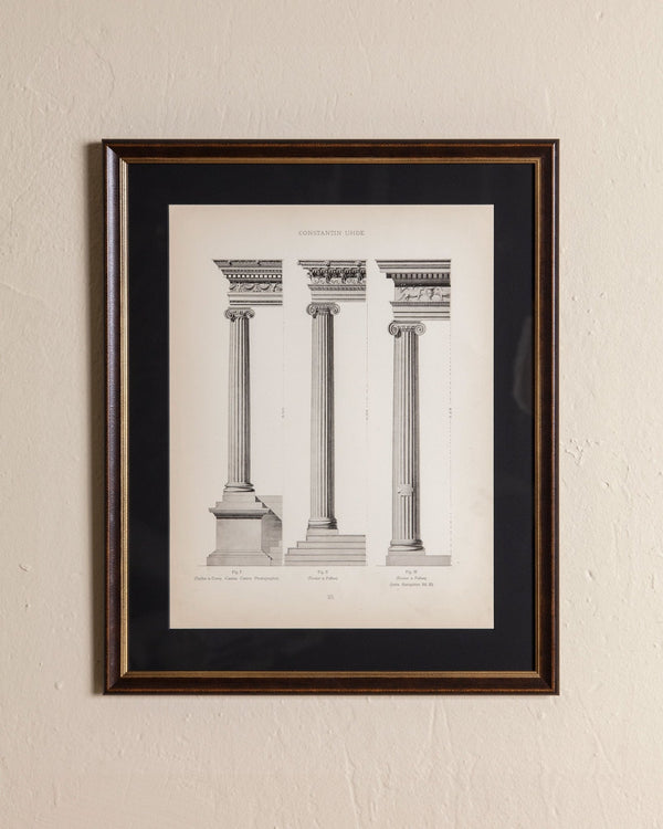 19th - century architectural lithograph 2 in Dark Wood & Gilt Frame - Lone Fox