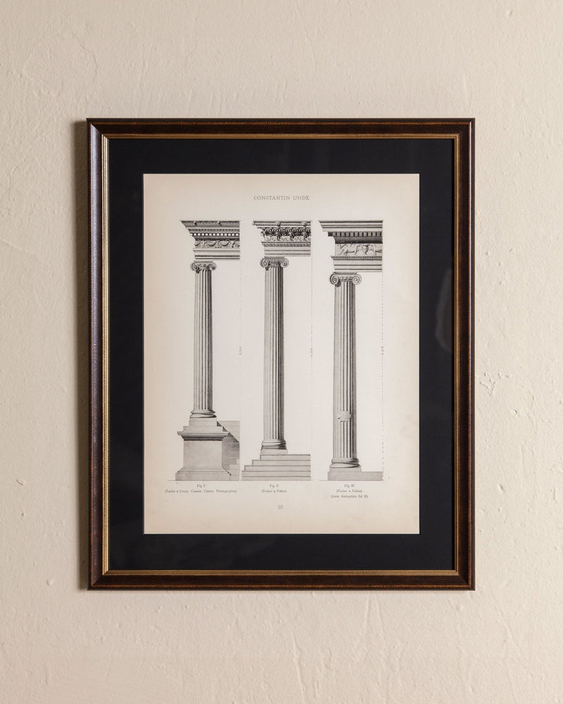 19th - century architectural lithograph 2 in Dark Wood & Gilt Frame - Lone Fox