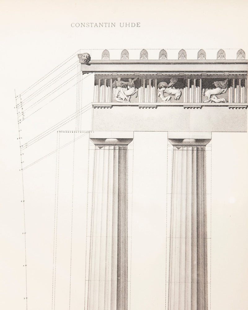 19th - century architectural lithograph 3 in Dark Wood & Gilt Frame - Lone Fox