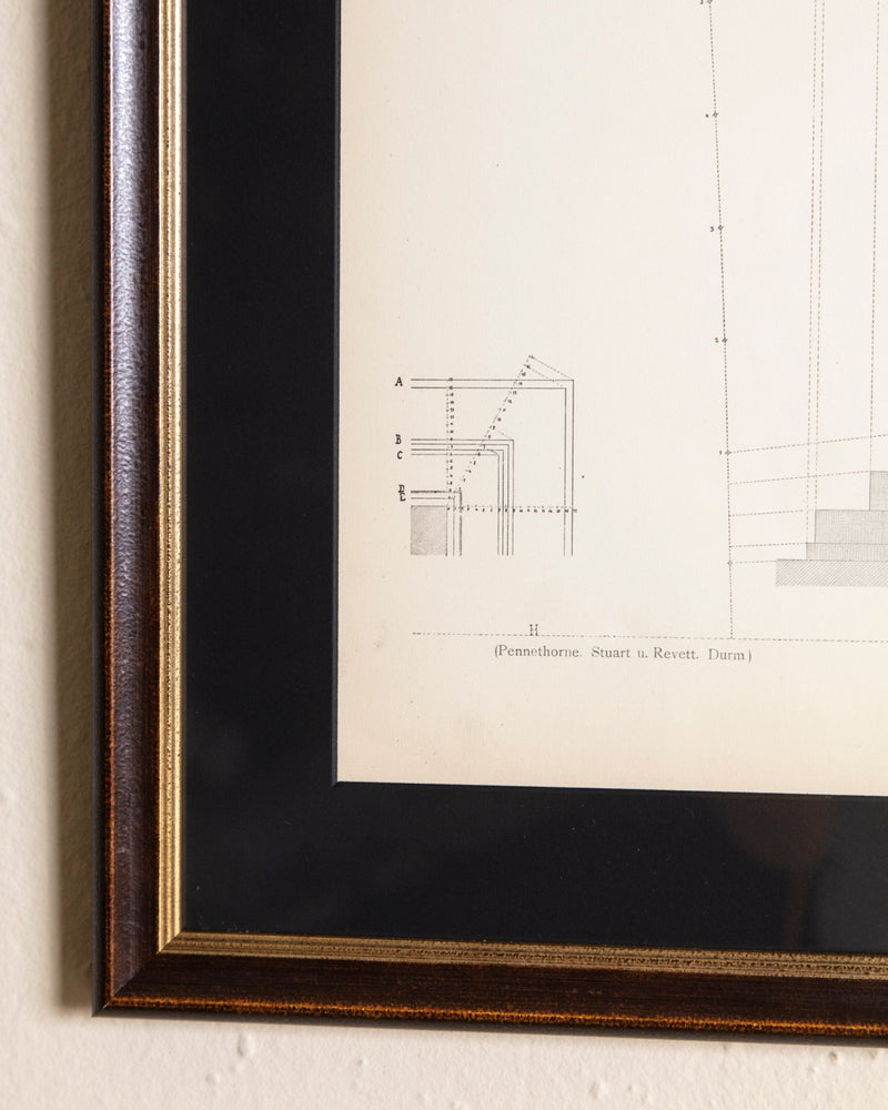 19th - century architectural lithograph 3 in Dark Wood & Gilt Frame - Lone Fox