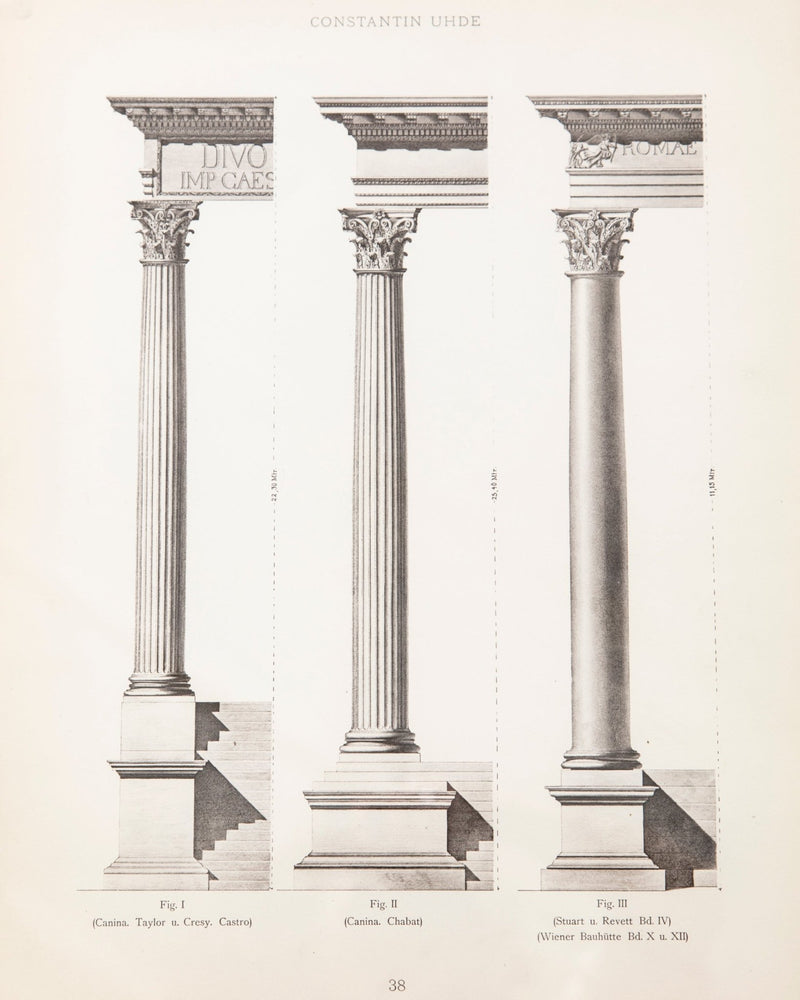 19th - century architectural lithograph 4 in Dark Wood & Gilt Frame - Lone Fox