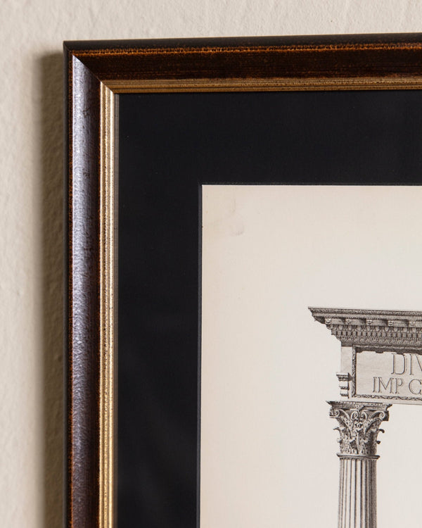 19th - century architectural lithograph 4 in Dark Wood & Gilt Frame - Lone Fox