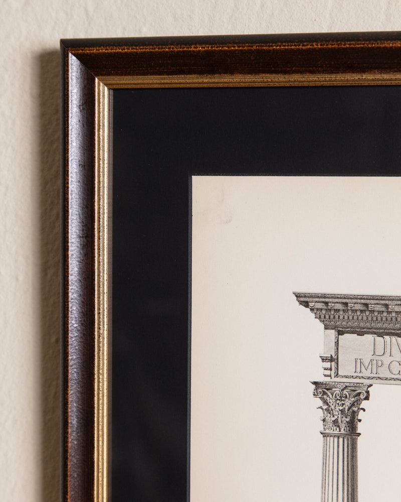 19th - century architectural lithograph 4 in Dark Wood & Gilt Frame - Lone Fox