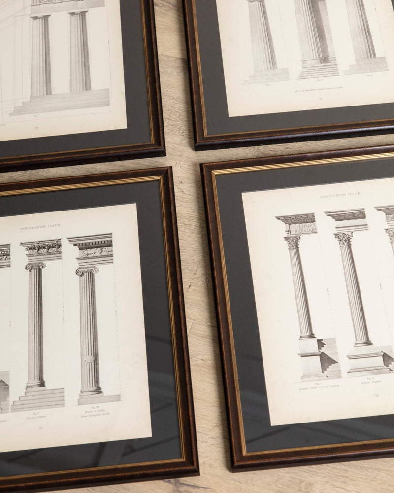 19th - century architectural lithograph 4 in Dark Wood & Gilt Frame - Lone Fox