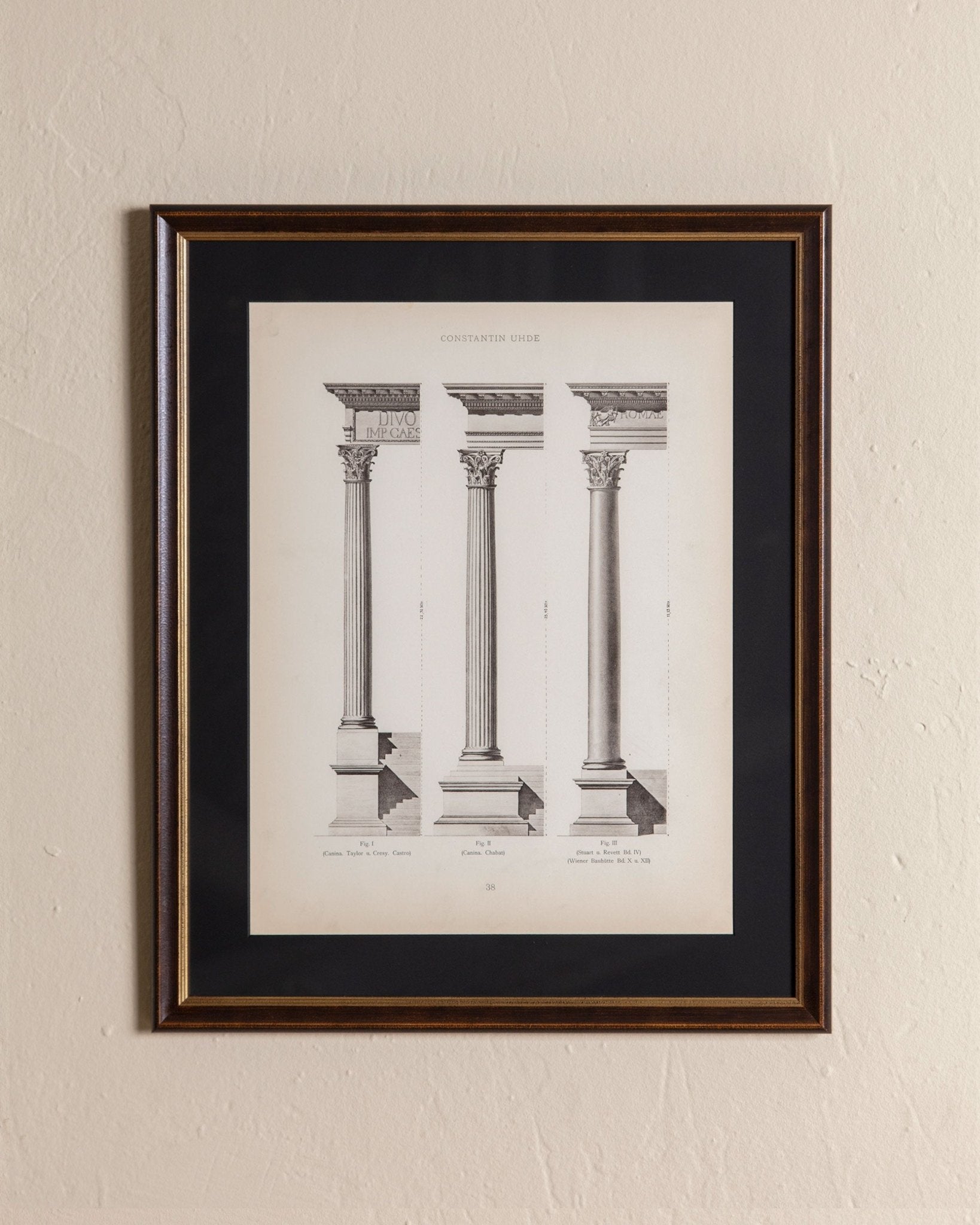 19th - century architectural lithograph 4 in Dark Wood & Gilt Frame - Lone Fox