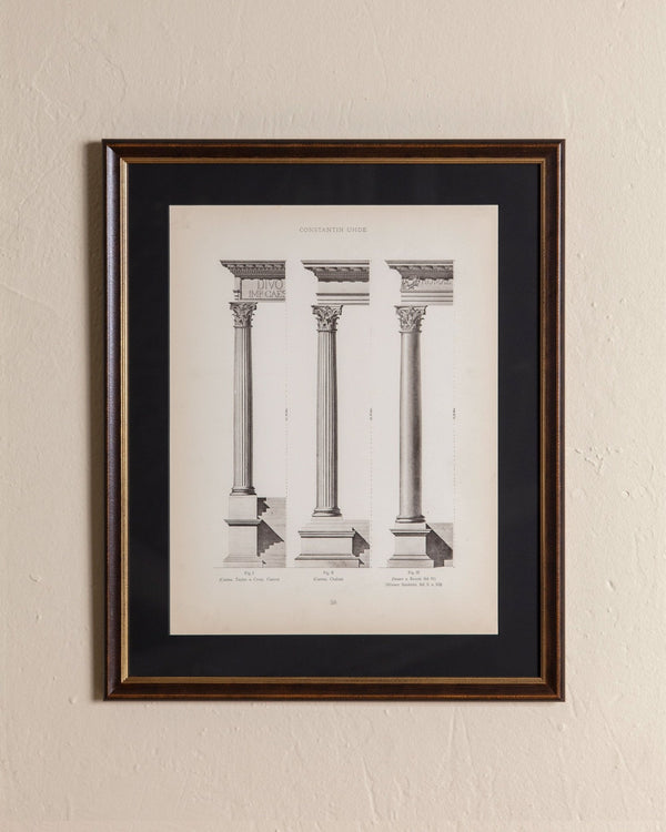 19th - century architectural lithograph 4 in Dark Wood & Gilt Frame - Lone Fox