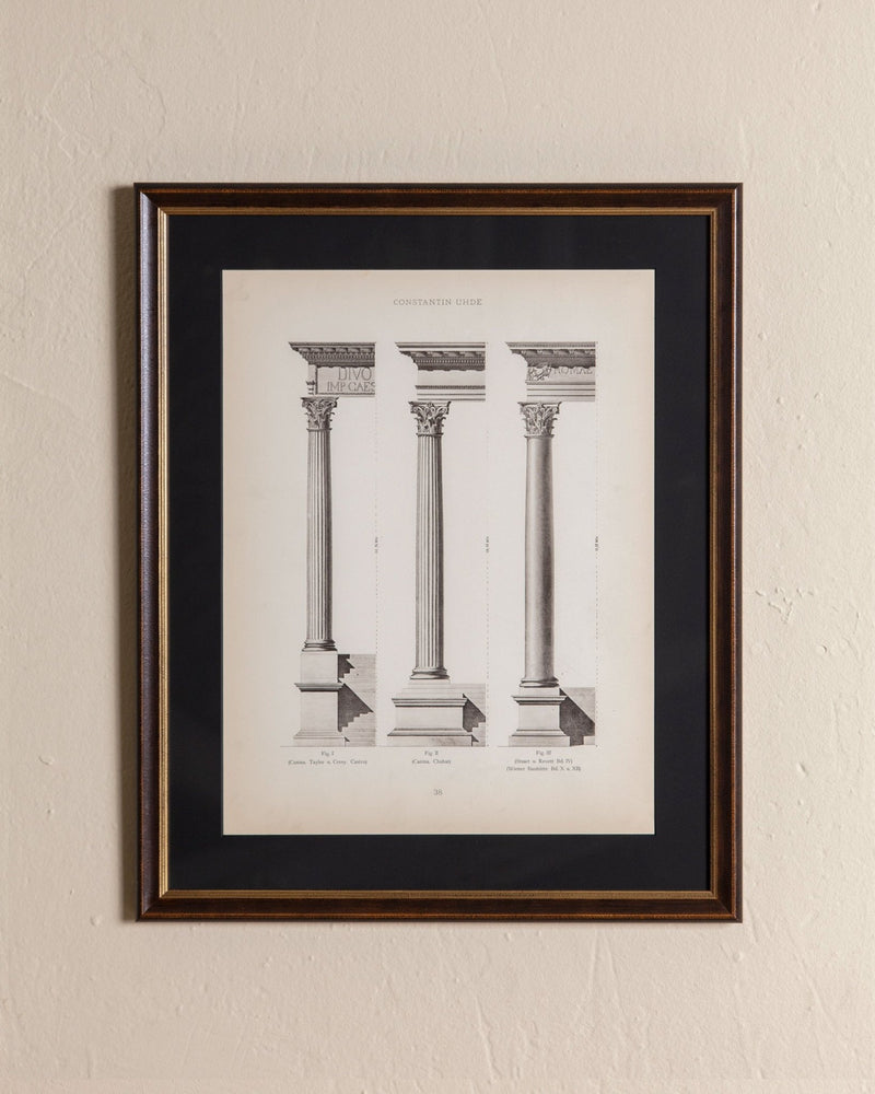 19th - century architectural lithograph 4 in Dark Wood & Gilt Frame - Lone Fox