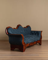 19th Century Biedermeier Mahogany Sofa in Brushed Ocean Wool - Lone Fox