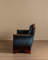 19th Century Biedermeier Mahogany Sofa in Brushed Ocean Wool - Lone Fox