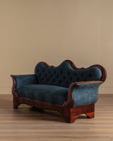 19th Century Biedermeier Mahogany Sofa in Brushed Ocean Wool - Lone Fox