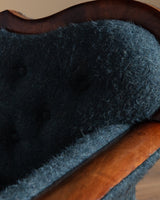 19th Century Biedermeier Mahogany Sofa in Brushed Ocean Wool - Lone Fox