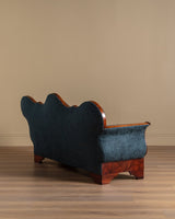 19th Century Biedermeier Mahogany Sofa in Brushed Ocean Wool - Lone Fox