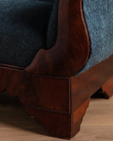 19th Century Biedermeier Mahogany Sofa in Brushed Ocean Wool - Lone Fox