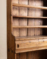 19th Century English Pine Stepback Cupboard w/ Plate Rack - Lone Fox