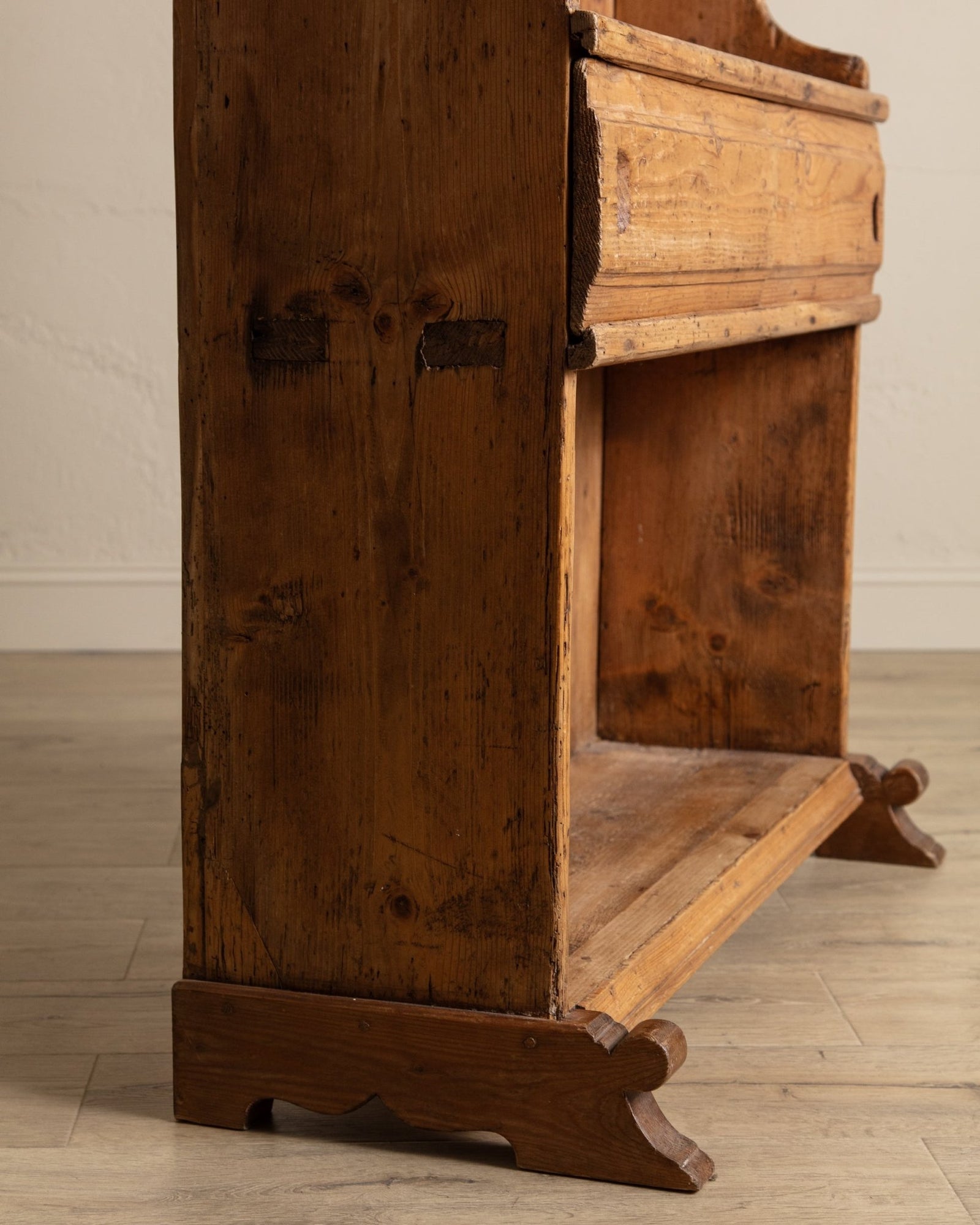 19th Century English Pine Stepback Cupboard w/ Plate Rack – Lone Fox