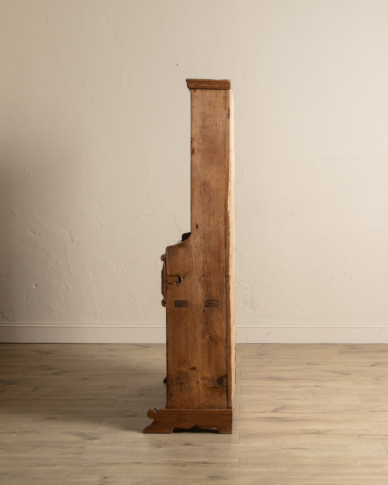19th Century English Pine Stepback Cupboard w/ Plate Rack - Lone Fox