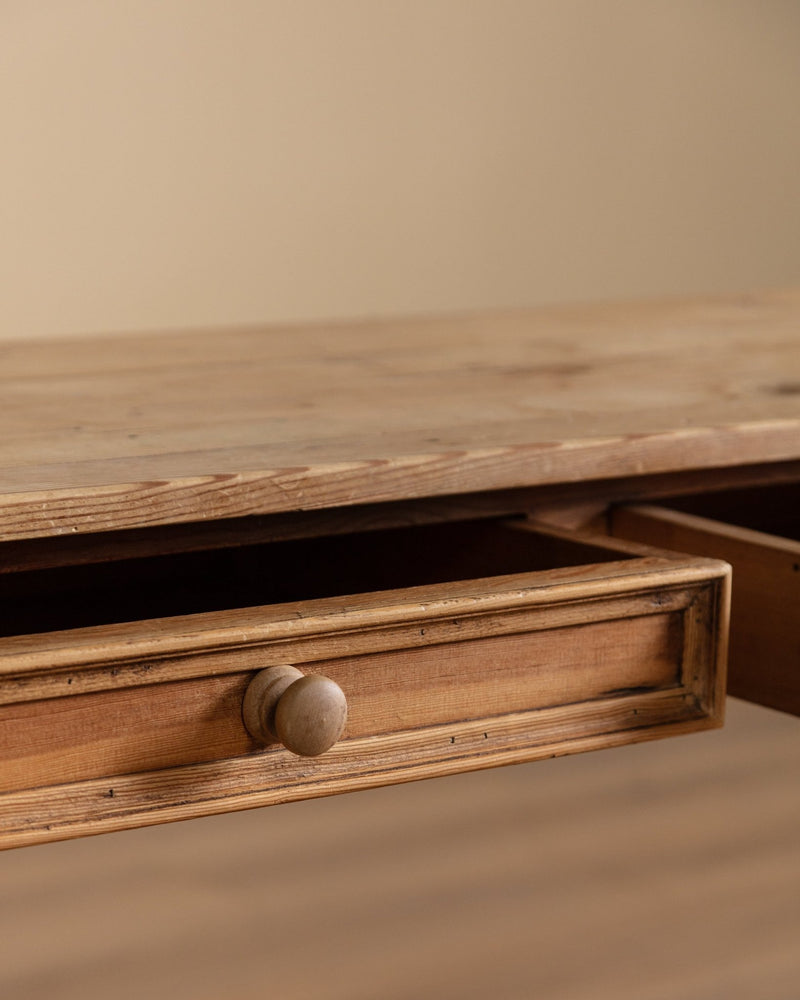 19th Century European Atelier Pine Console Table with Slatted