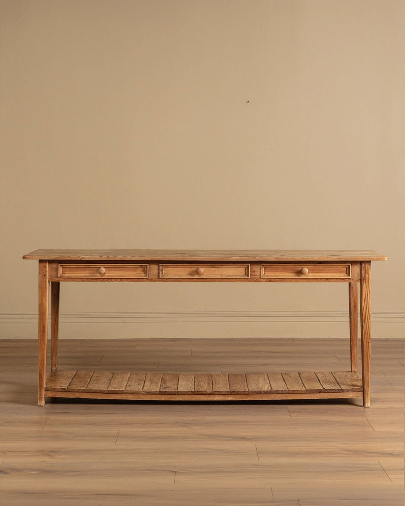 19th Century European Atelier Pine Console Table with Slatted