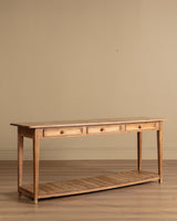 19th Century European Atelier Pine Console Table with Slatted Shelf - Lone Fox