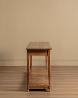 19th Century European Atelier Pine Console Table with Slatted Shelf - Lone Fox