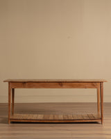 19th Century European Atelier Pine Console Table with Slatted Shelf - Lone Fox