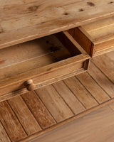 19th Century European Atelier Pine Console Table with Slatted Shelf - Lone Fox