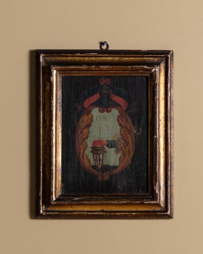 19th Century European Crest Oil Painting, Italy - Lone Fox