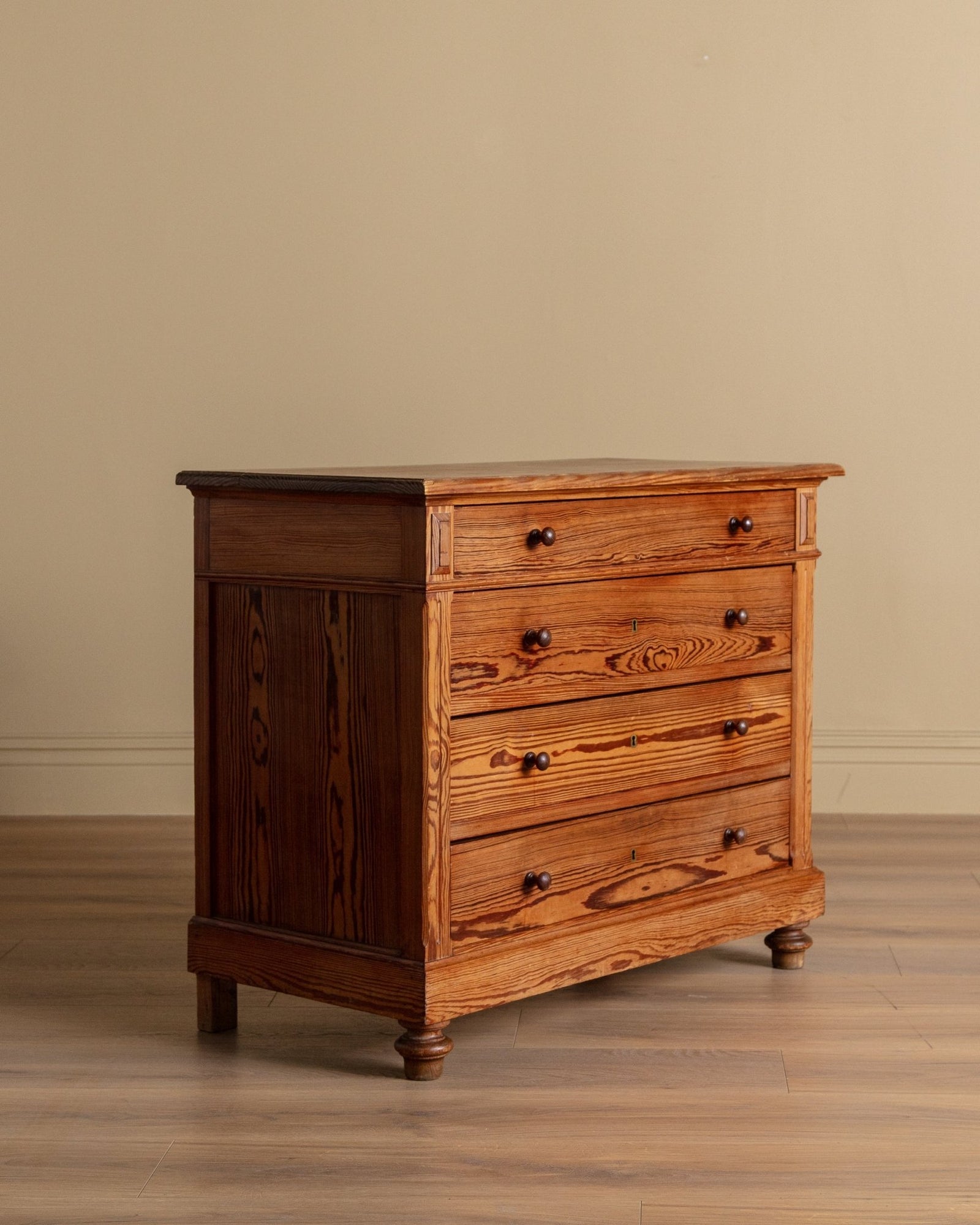 classic wooden dresser 19th Century Four Drawer Pitch Pine Dresser, France – Lone Fox smooth Euro glides continue Zsa Zsa | V style_maxi Color:Marigold Stripe