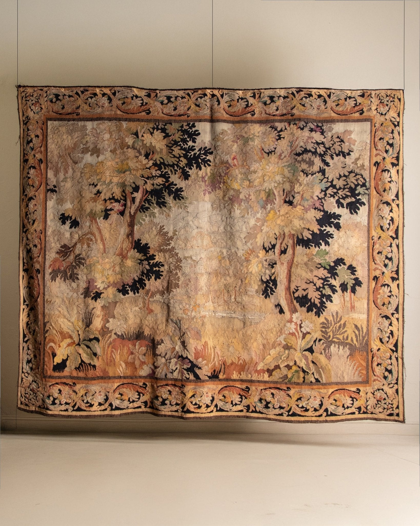 19th Century French Aubusson Style Verdure Woven Tapestry - Lone Fox
