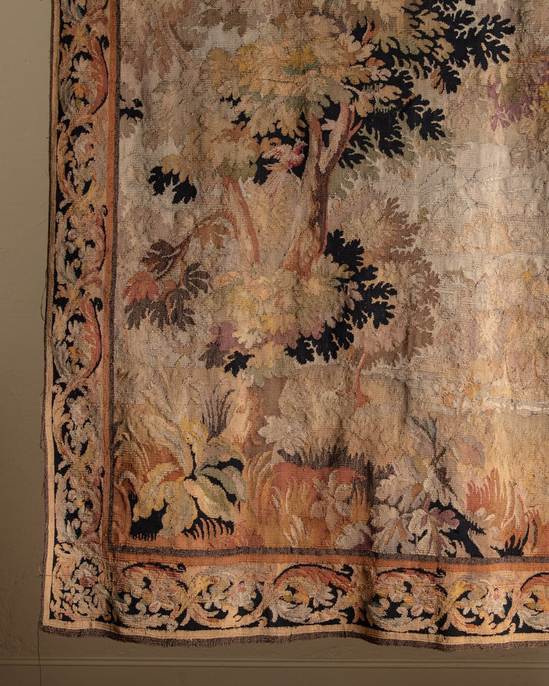19th Century French Aubusson Style Verdure Woven Tapestry - Lone Fox