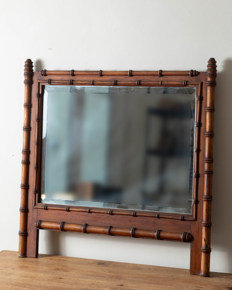 19th Century French Bamboo Wood Mirror - Lone Fox