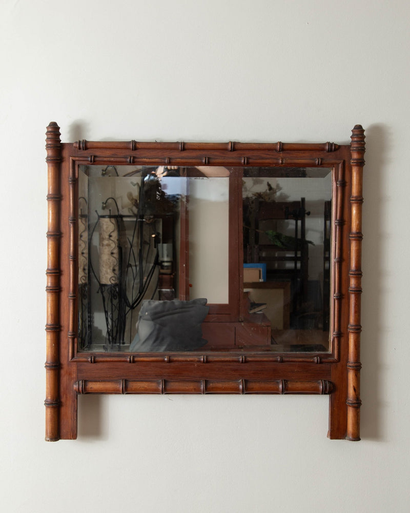 19th Century French Bamboo Wood Mirror - Lone Fox