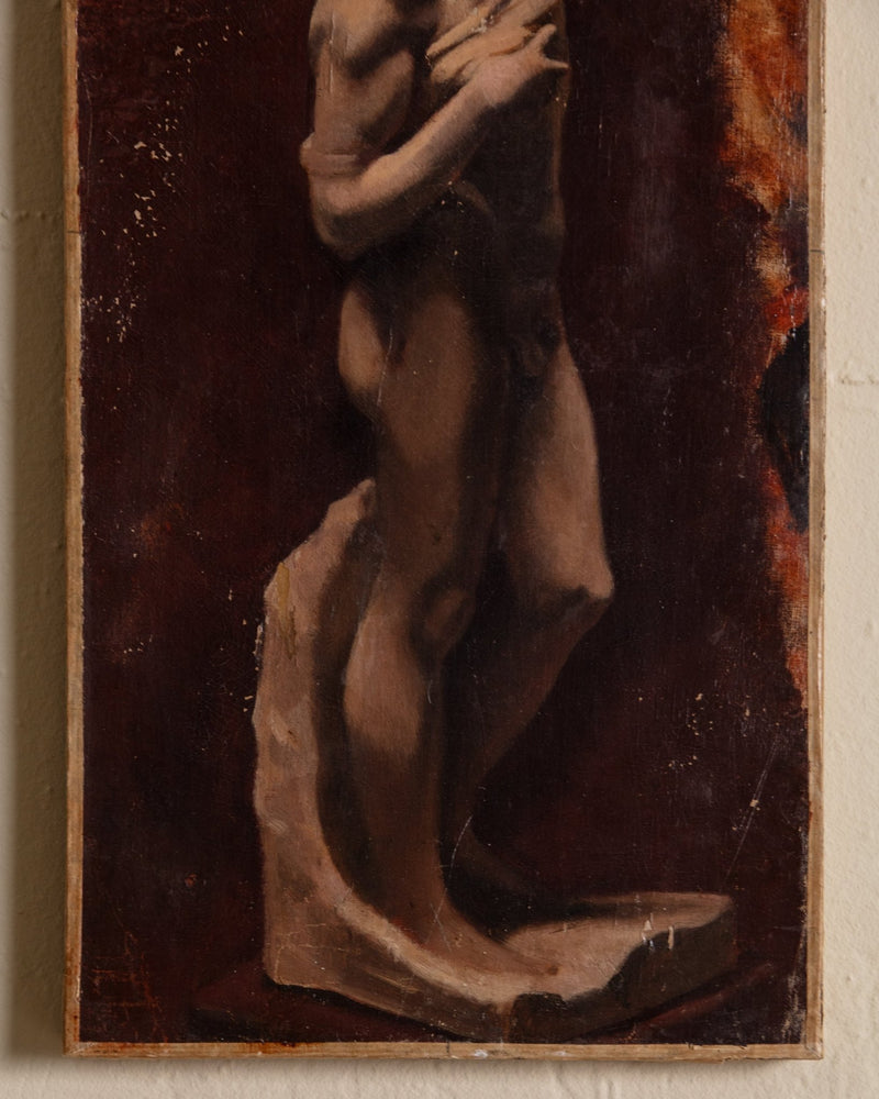 19th Century French Nude Sculpture Oil Painting, France, 1850's - Lone Fox