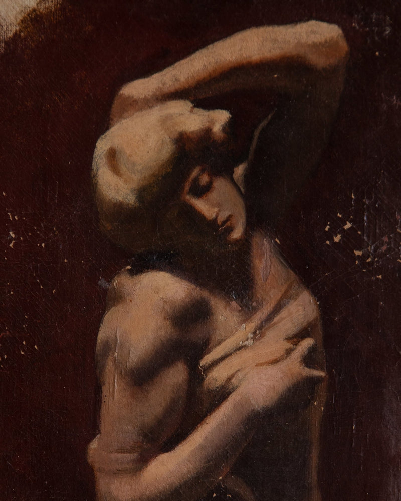 19th Century French Nude Sculpture Oil Painting, France, 1850's - Lone Fox
