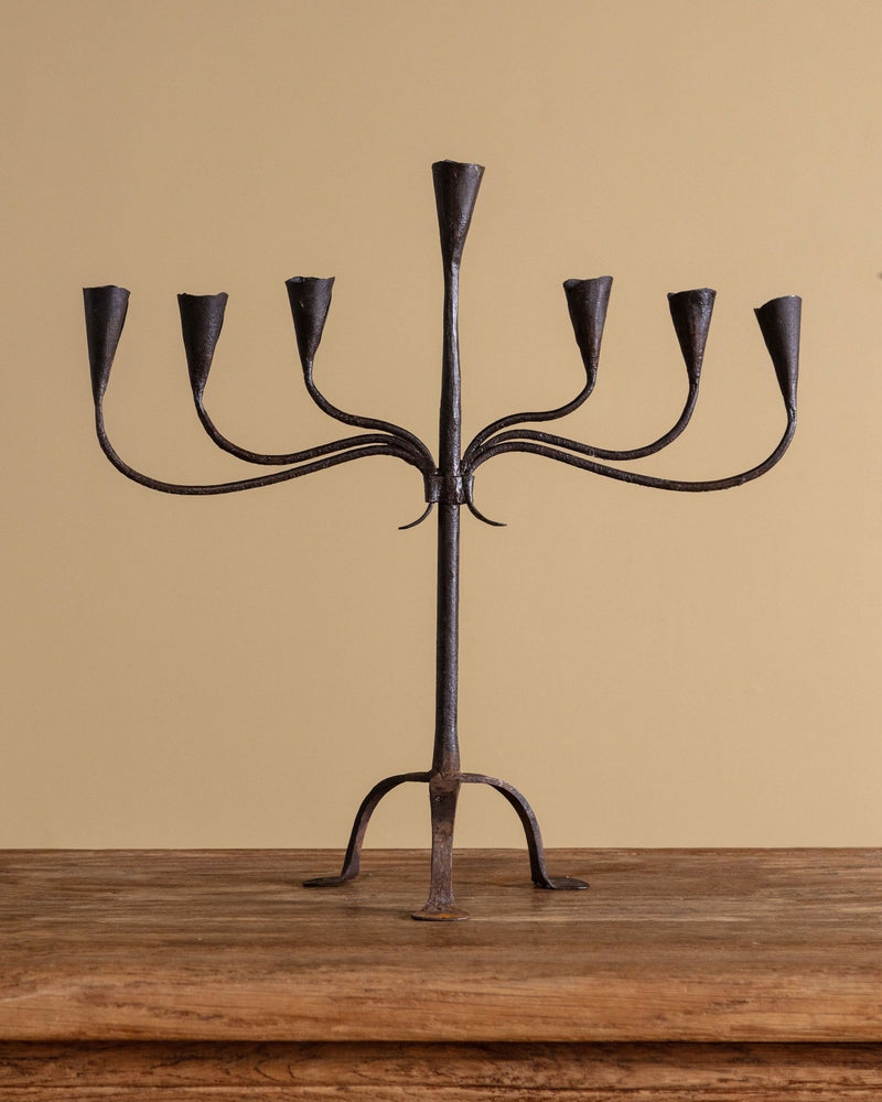 19th Century French Wrought Iron Seven-Arm Candelabra - Lone Fox