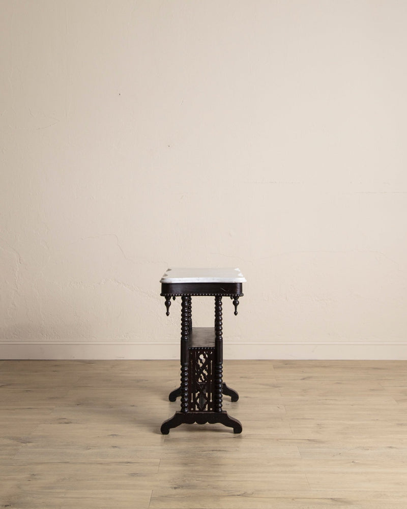 19th Century Gothic Rosewood & Marble Side Tables, France (2 Available) - Lone Fox