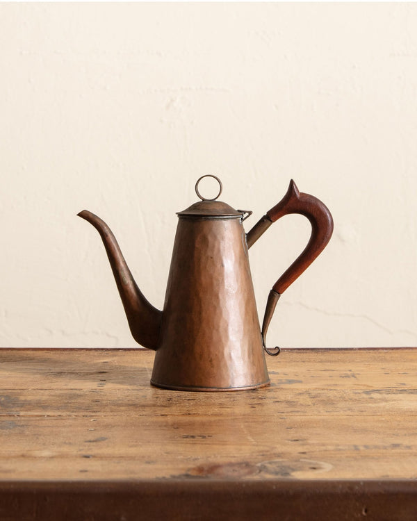 19th Century Hammered Copper & Wood Teapot - Lone Fox