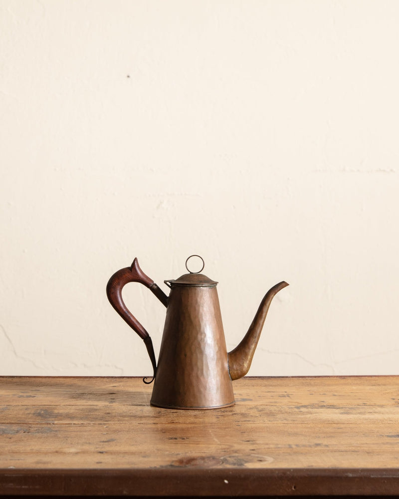 19th Century Hammered Copper & Wood Teapot - Lone Fox