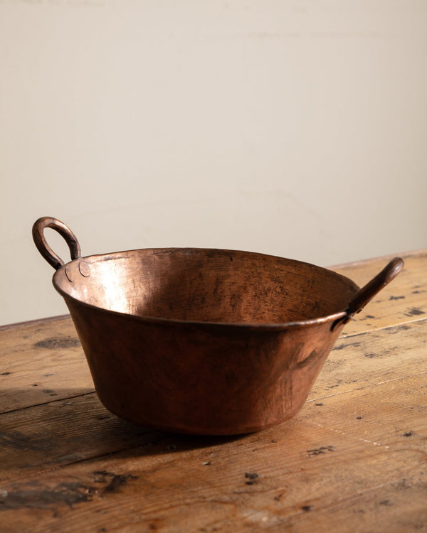 19th Century Heavy Copper Kettle Pot w/ Handles - Lone Fox
