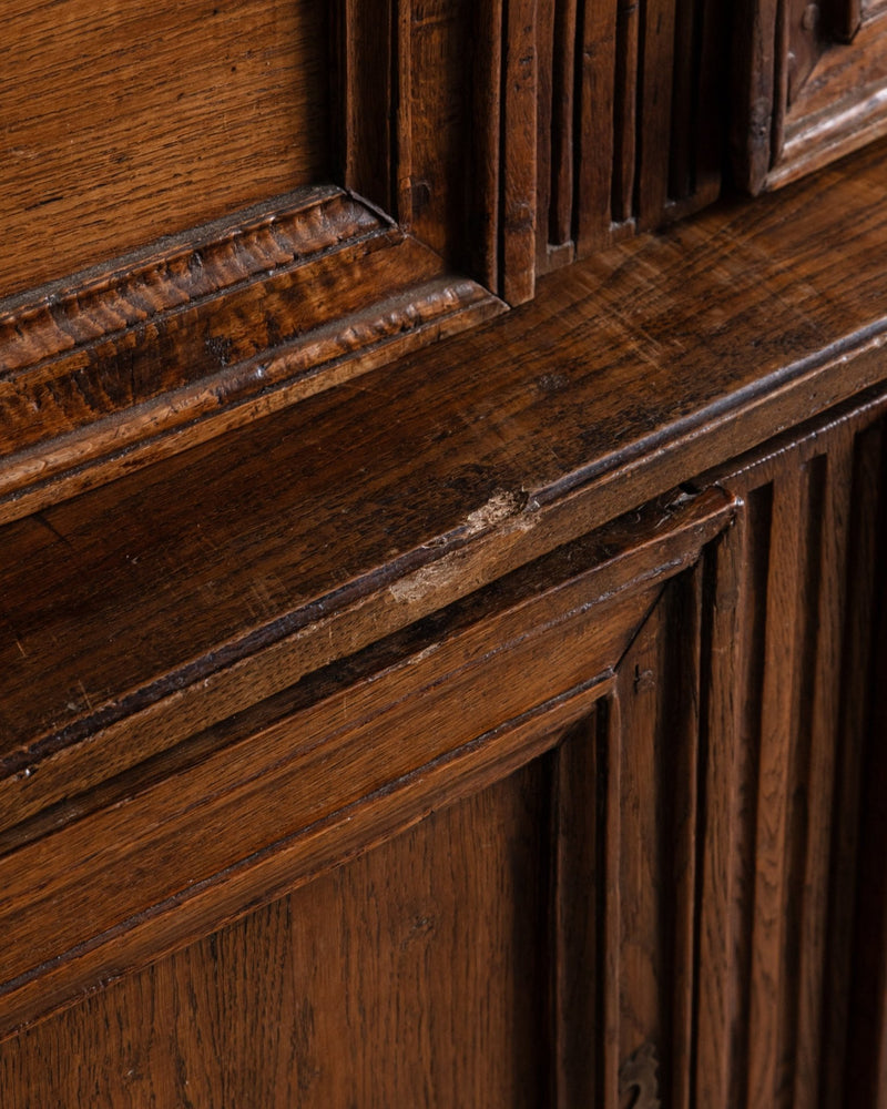 19th Century Large French Oak Two Piece Blind Door Cabinet, France, 1860's - Lone Fox